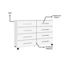 Ver imagem 2 de Cômoda com 8 Gavetas e Rodízios Jade Branco Móveis Primus