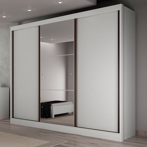 Guarda Roupa Turim 3 Portas 6 Gavetas Com Espelho Clic Móveis