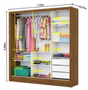 Ver imagem 3 de Guarda Roupa Solteiro com Espelho 3 Portas Espelhadas de Correr 3 Gavetas 179cm Premium Santiago Cinamomo - Carioca Móveis