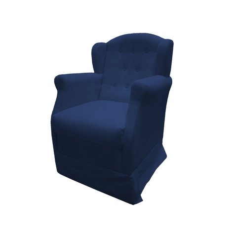 Poltrona Cadeira De Amamentação Com Balanço Manu Suede Azul Marinho Ms Decor