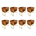 Ver imagem 1 de Kit 8 Poltronas Decorativa Sala de Estar Base de Ferro Dourada Veludo Terracota Laranja