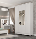 Ver imagem 1 de Guarda Roupa Amsterdam 4 Pts com Espelho e Pés - Neve - Móveis Tcil