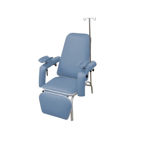 Poltrona para Coleta e Hemodiálise com Suporte de Soro Standard Azul Céu