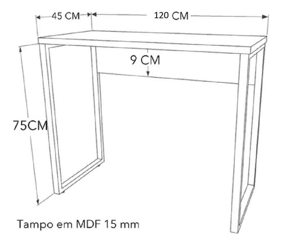 Mesa Industrial Fit 1,20 X 0,45 Preto - 5