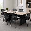 Ver imagem 1 de Mesa de Reunião Retangular Pé Painel 1800 mm - Linha Studio: Legno Crema/Preto