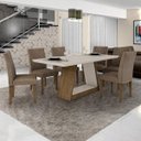 Ver imagem 1 de Conjunto Sala de Jantar Mesa Tampo Vidro 6 Cadeiras Gênova Leifer Móveis