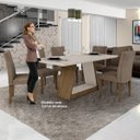 Ver imagem 5 de Conjunto Sala de Jantar Mesa Tampo Vidro 6 Cadeiras Gênova Leifer Móveis