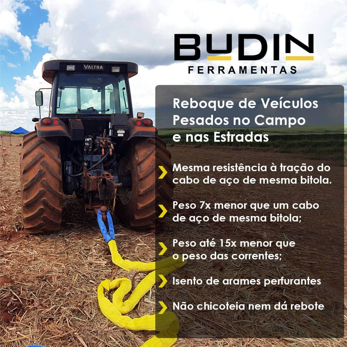 Cinta de Reboque e Arraste Tubular Budin - 14 Toneladas X 15 Metros para Rebocar Carro, Caminhão, Tr - 5