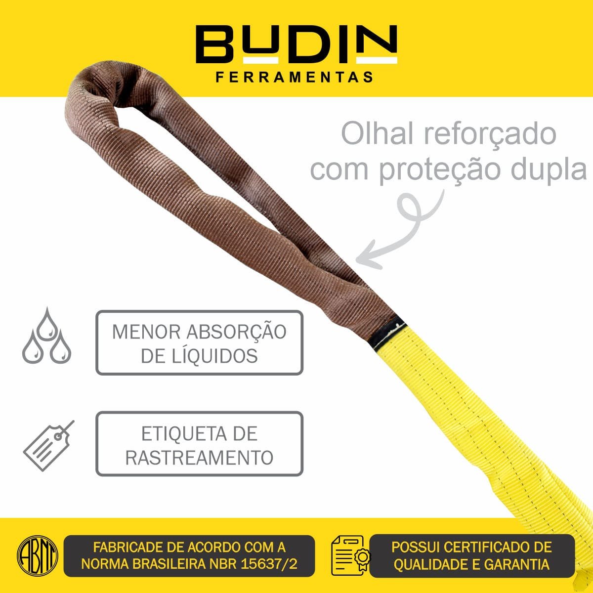 Cinta de Reboque e Arraste Tubular Budin - 14 Toneladas X 15 Metros para Rebocar Carro, Caminhão, Tr - 2