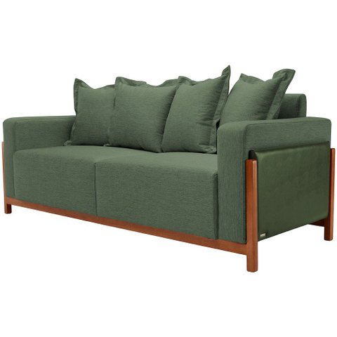 Sofá 03 Lugares para Sala de Estar 178 cm Khali B04 Linho Verde Couríssimo Verde - Lyam Lyam Decor