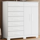 Ver imagem 7 de Guarda Roupa Solteiro Doble 04 Portas com Espelho e Cômoda Verona Branco - Móveis Albatroz