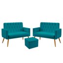 Ver imagem 1 de Kit 2 Poltronas Namoradeira Nina Rodapé e Capitonê com Puff Quasar Suede Azul Turquesa Aradecor