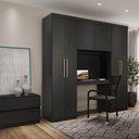 Ver imagem 1 de Guarda Roupa Casal 6 Portas 2 Gavetas Porto Preto com Escrivaninha