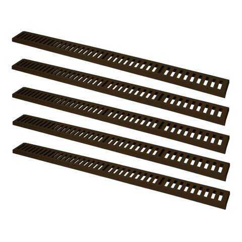 Kit 5 Ralo Grelha Linear Caixilho Alumínio Marrom 20x100cm
