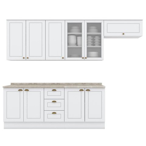 Cozinha Modulada 7 Pecas 280 Cm Ce791 Americana Henn Branco Calcare