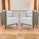 Ver imagem 2 de Kit 2 Poltronas Decorativas para Sala e Recepção Aviv Corino e Linho Premium Cores