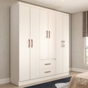 Ver imagem 1 de Guarda-roupa Casal Panamá 6 Portas 2 Gavetas Branco - Panorama Móveis