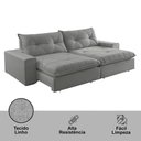 Ver imagem 2 de Sofá Hall Linho Dois Módulos de 100m B25cm Meu Sofá Online A230 Linho Cinza