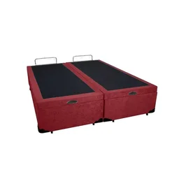 Cama Box Baú King Bipartido Suede Vermelho Com Pistão A Gás - 2
