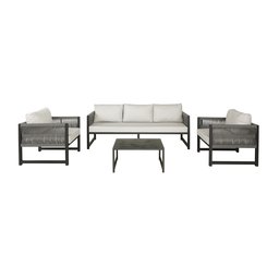 Kit Jogo de Sofás 5 Lugares + Chaise Redonda de 1,60 Cm em Corda Náutica e Alumínio Área Externa - 2