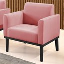 Ver imagem 2 de Poltrona Decorativa Base Madeira Preto Maressa Suede Rosê - Ibiza