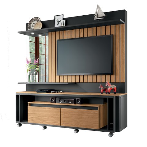 Home Theater Mariene para Sala de Estar/ Escritório Preto/ Freijó