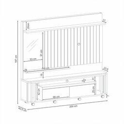 Home Theater Mariene para Sala de Estar/ Escritório Preto/ Freijó - 5