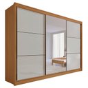 Ver imagem 3 de Guarda-Roupa Casal com 3 Portas de Correr e 6 Gavetas com Espelho 100% MDF Cinamomo Off-White Miami