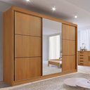 Ver mais imagens de Guarda-Roupa Casal com 3 Portas de Correr e 6 Gavetas com Espelho 100% MDF Cinamomo Off-White Miami
