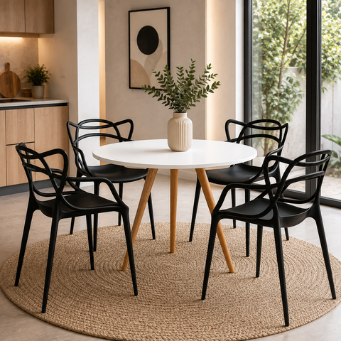 Conjunto Mesa de Jantar Redonda 70cm com 4 Cadeiras Allegra para Sala de Jantar Cozinha Área Gourmet