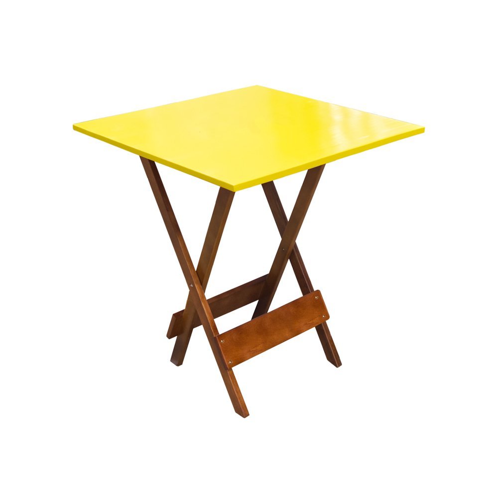 Conjunto Mesa Dobravel 70x70 em Madeira Robusta com 4 Cadeiras Yellow - Castanho - 2