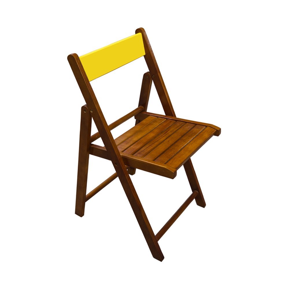 Conjunto Mesa Dobravel 70x70 em Madeira Robusta com 4 Cadeiras Yellow - Castanho - 3