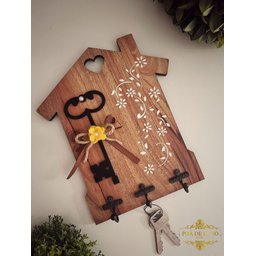 Porta-chaves de Parede Casinha Madeira Mdf - 2