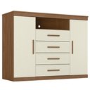 Ver imagem 6 de Cômoda Quarto 129cm 4 Gavetas 2 Portas Savana Jatobá/Areia S01 - Mpozenato