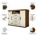 Ver imagem 3 de Cômoda Quarto 129cm 4 Gavetas 2 Portas Savana Jatobá/Areia S01 - Mpozenato