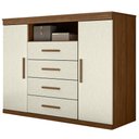 Ver imagem 1 de Cômoda Quarto 129cm 4 Gavetas 2 Portas Savana Jatobá/Areia S01 - Mpozenato