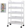 Carrinho Organizador Grande 5 Prateleiras Multiuso em Aço Casa Escritorio Salao Auxiliar Branco - 1