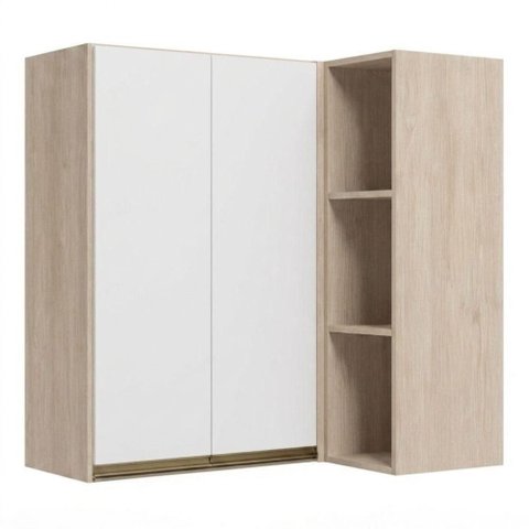 Armario Aereo de Canto 2 Portas 3 Nichos MDF 86x90 cm Kali 193661 Bianco Toq Branco Nicioli