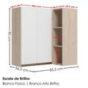 Ver imagem 3 de Armario Aereo de Canto 2 Portas 3 Nichos MDF 86x90 cm Kali 193661 Bianco Toq Branco Nicioli