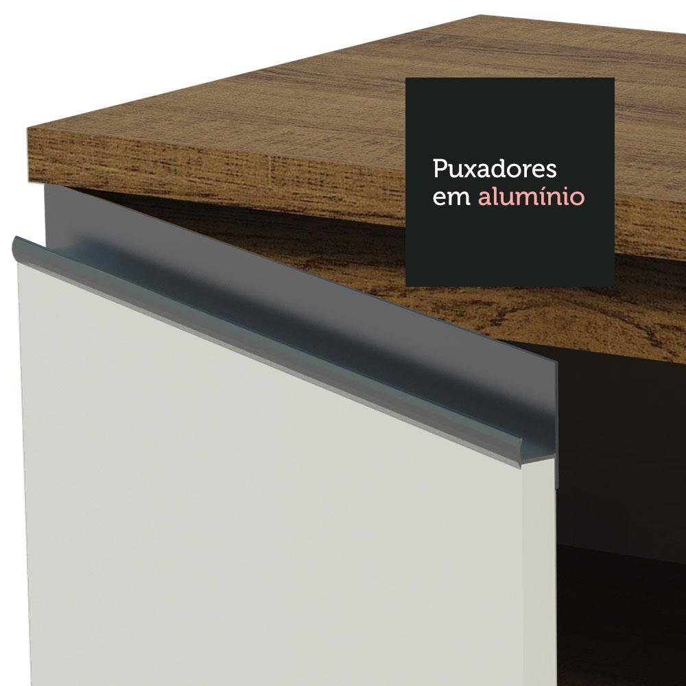 Balcão Gabinete de Pia Armário de Cozinha 120 x 60 cm 1 Porta 2 Gavetas Rustic/Branco (Sem Tampo) Glamy Madesa - 7