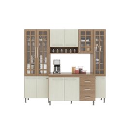 Cozinha Modulada Compacta Fidelitá Paris 4 Peças 225cm 11 Portas 3 Gavetas com Tampo - 3
