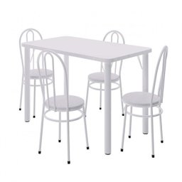 Conjunto Sala de Jantar Mesa Tampo MDP Roma 900 4 Cadeiras Tubulares Estofadas  - 2