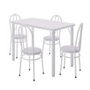Ver imagem 2 de Conjunto Sala de Jantar Mesa Tampo MDP Roma 900 4 Cadeiras Tubulares Estofadas Branco