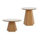 Ver mais imagens de Kit com Mesa de Centro e Mesa Lateral Kit Sala 02 Mesas Auxiliares Redondo MDF Madeira Off White