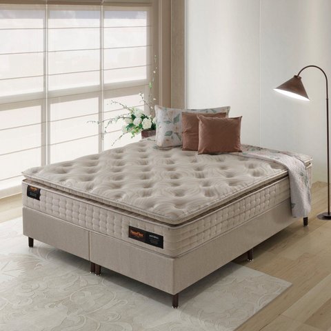 Colchão Queen Molas Ensacadas 158cm x 32cm Antiviral Newflex Bege