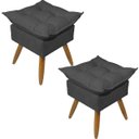 Ver imagem 1 de Kit 2 Puff Decorativo Quadrado para Sala Quarto Penteadeira Recepção Alice Pé Palito Castanho Suede