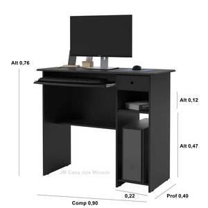 Mesa para Computador ou Notbook Dubai Cores - Comprar Moveis em Casa: Preto