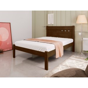 Cama Casal Convencional Tradicional 100% Mdf Estrado Madeira Paola Framar