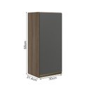 Ver imagem 3 de Armario Aereo 1 Porta Mdf 30 Cm Kali 12201 Carvalho Toq Chumbo Nicioli