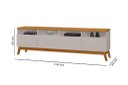 Ver imagem 2 de Rack ABS 2.18m Estilo Retrô Com Pés em Madeira e Puxadores em Couro Para TV Até 75'' Com Nichos Para